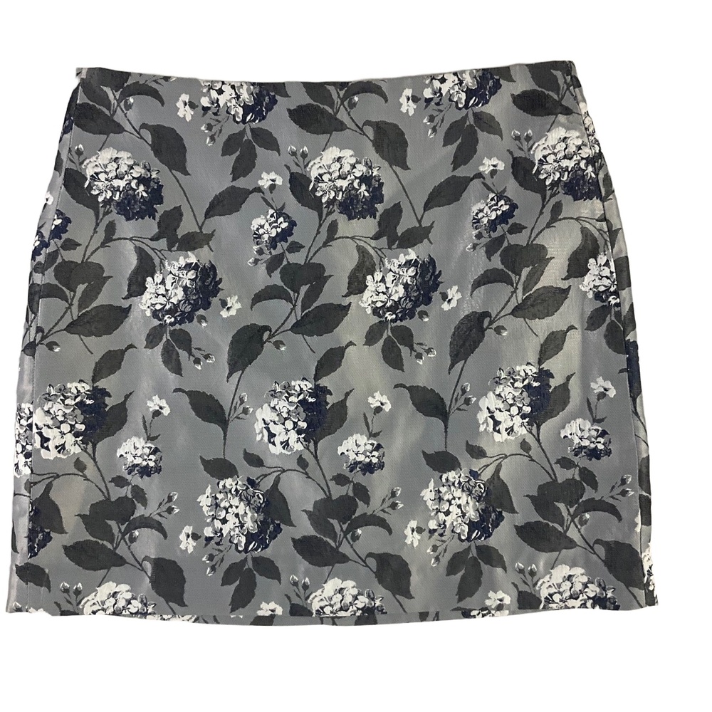 Loft Grey Floral Womens Skirt Zip Versatile Style Size 12